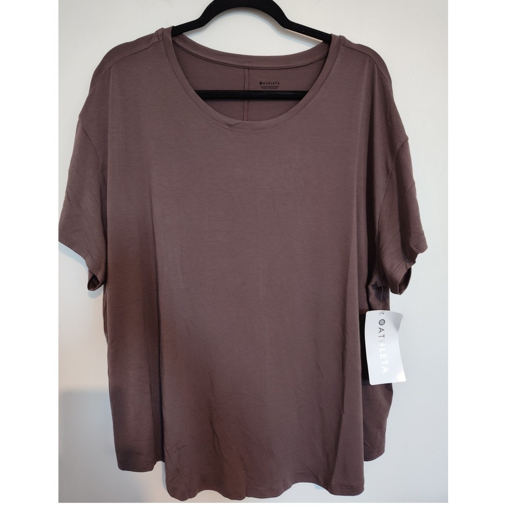 Athleta Move With Ease Tee Mauve Brown Oversized T-Shirt 1X NWT 784677